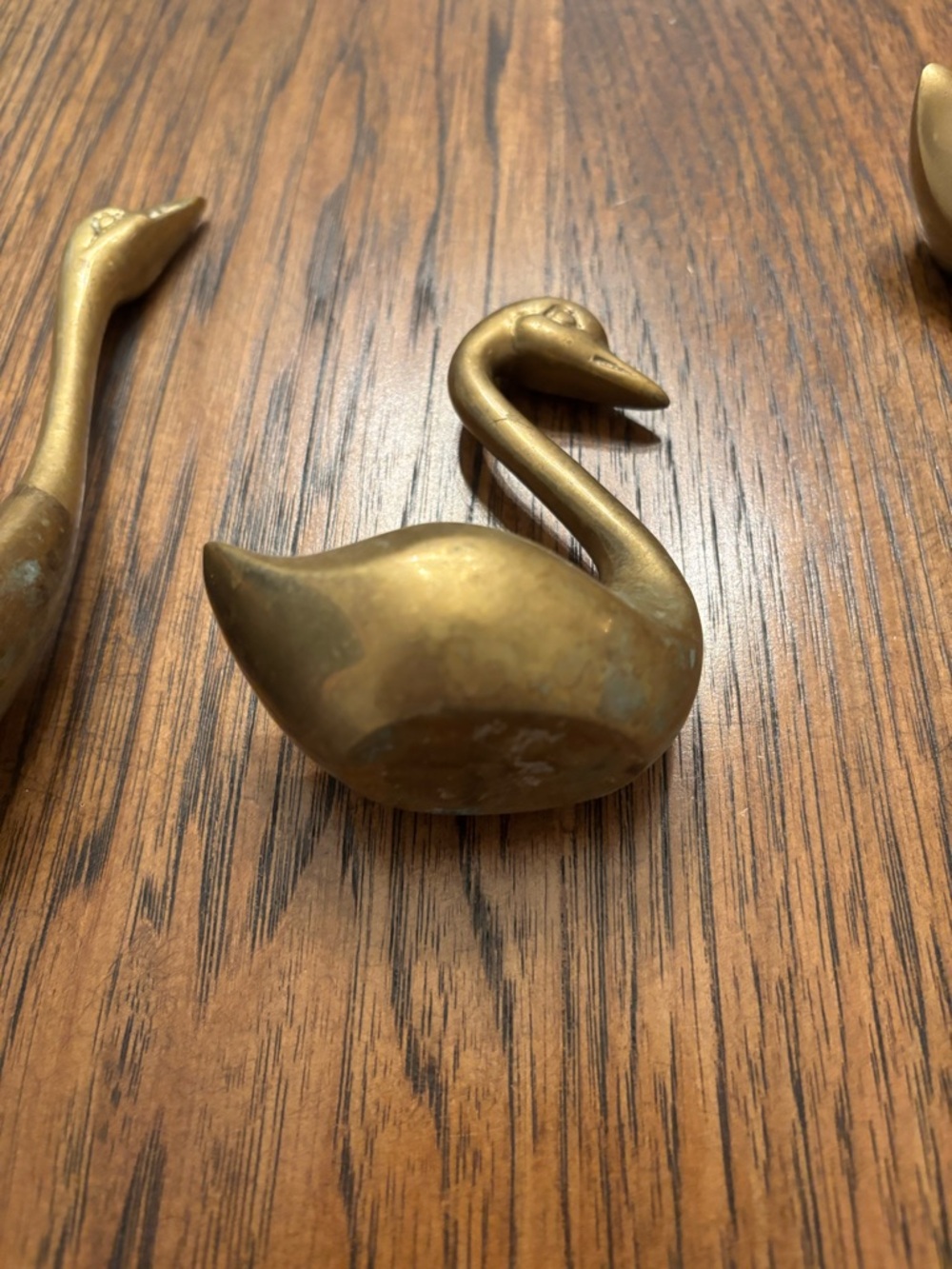 Vintage Solid Brass Swan Duck Family Set Mid Century Hollywood Regency Decor - Picture 8 of 16